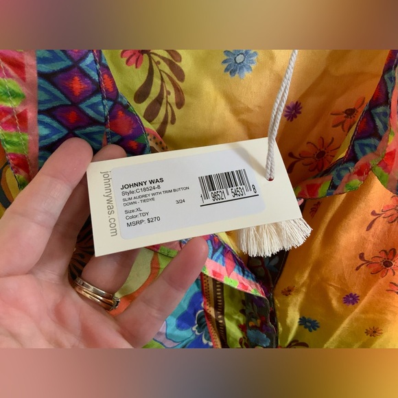 Johnny Was Slim Audrey Button Down Shirt - Picture 4 of 7